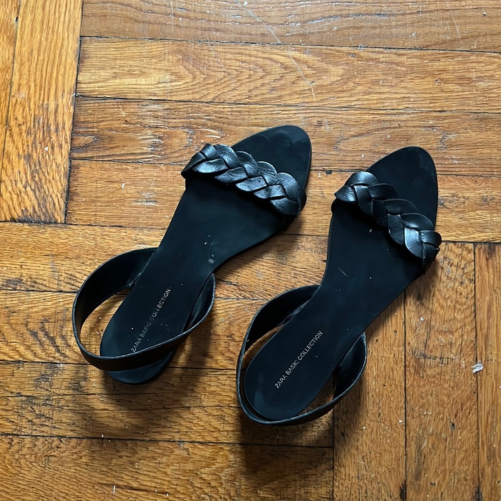 Zara leather sling back sandals